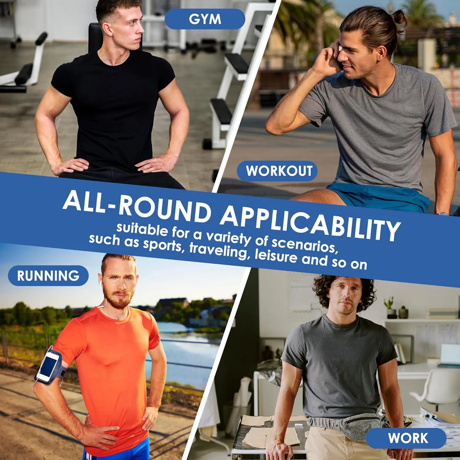 2&5 Pack Men's Sports T Shirts,Crew Neck Breathable Quick-Dry Short Sleeve, Lightweight Tee for Athletic Running