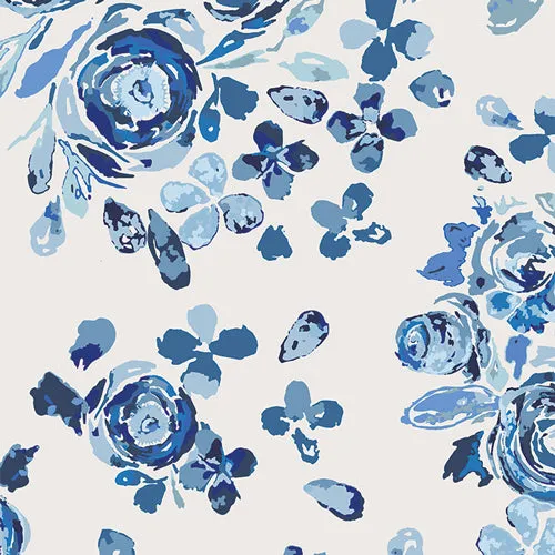 Art Gallery Flannel - True Blue - Swifting Flora in FLANNEL - Indigo