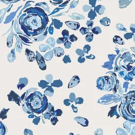 Art Gallery Flannel - True Blue - Swifting Flora in FLANNEL - Indigo