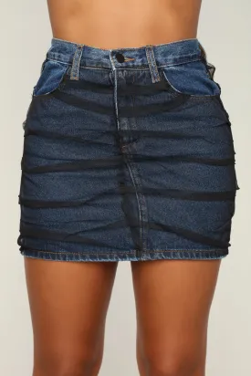 Best Of Both Worlds Distressed Skirt - Dark Wash