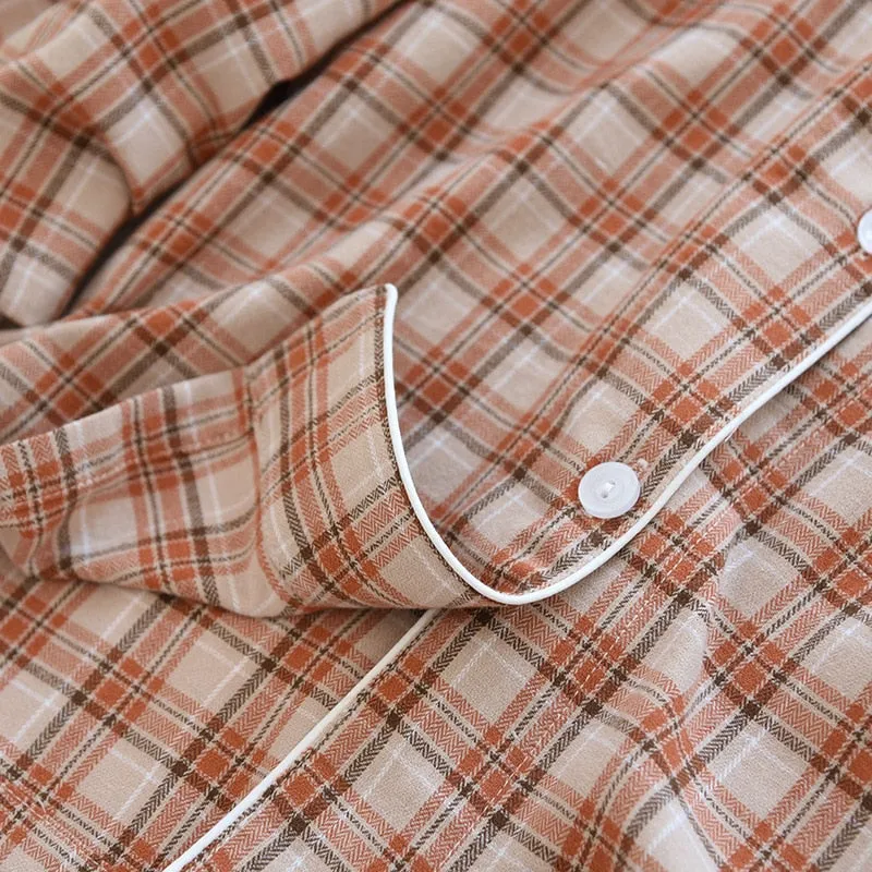 Cotton Flannel Type Plaid Pajama Set