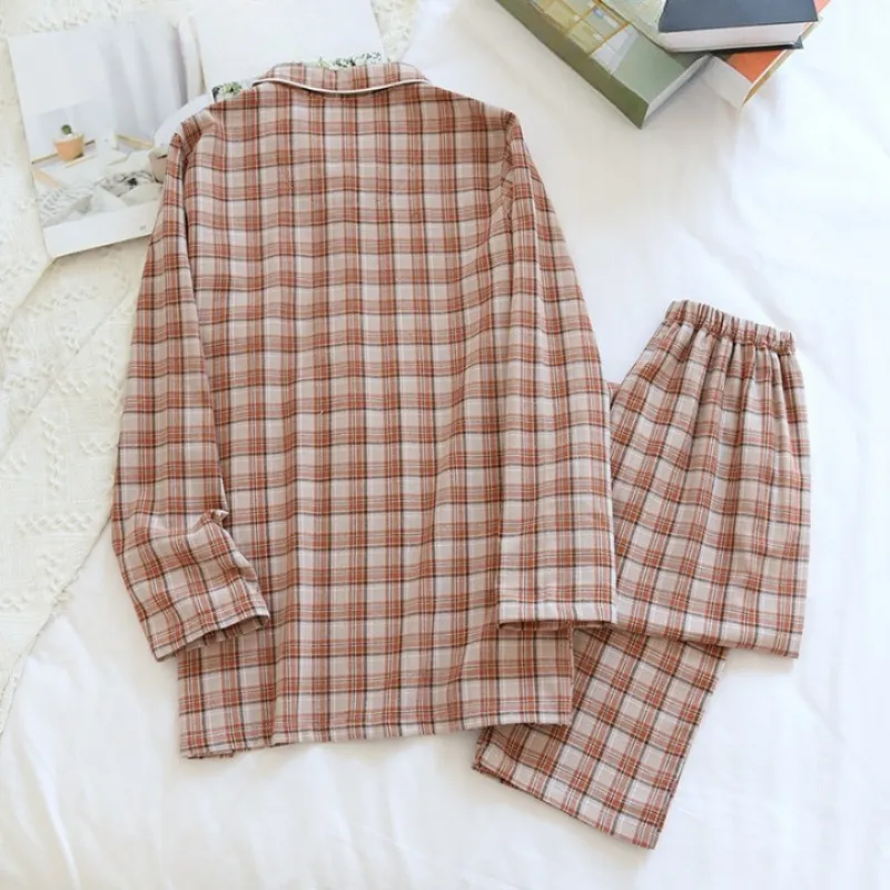 Cotton Flannel Type Plaid Pajama Set