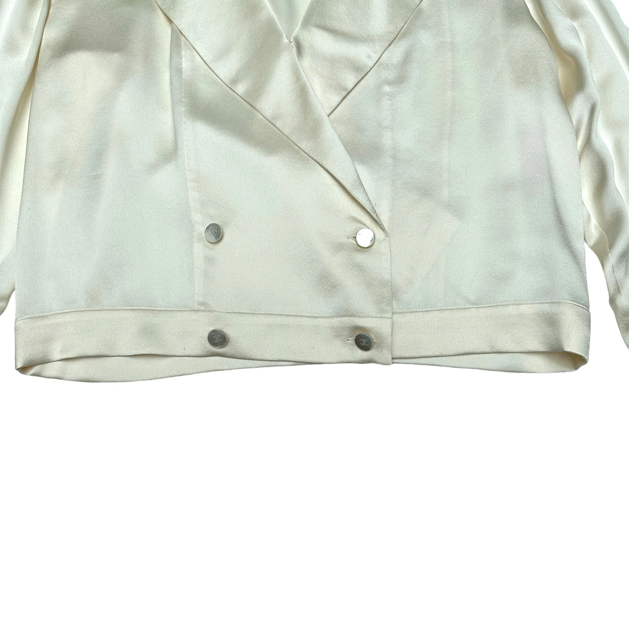 Cream Silk Blouse - L