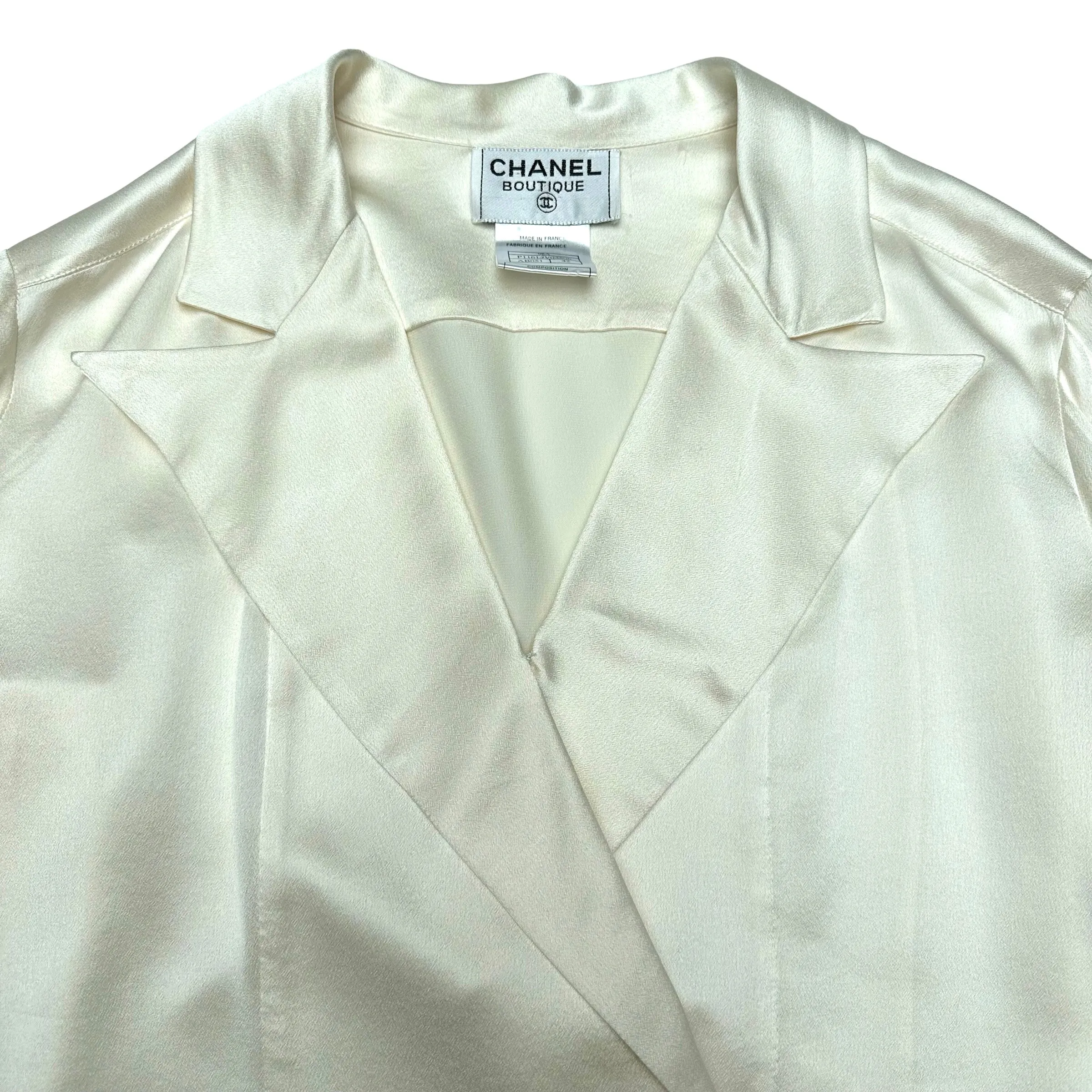 Cream Silk Blouse - L