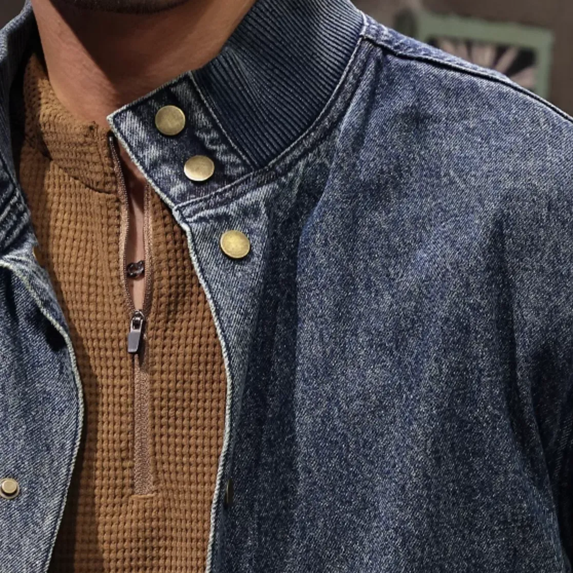 Denim Retro Distressed Motorcycle Jacket P1205