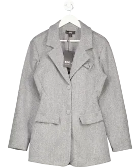 EGO Long Sleeve Pocket Detail Wool Look Blazer Playsuit In Grey UK 10