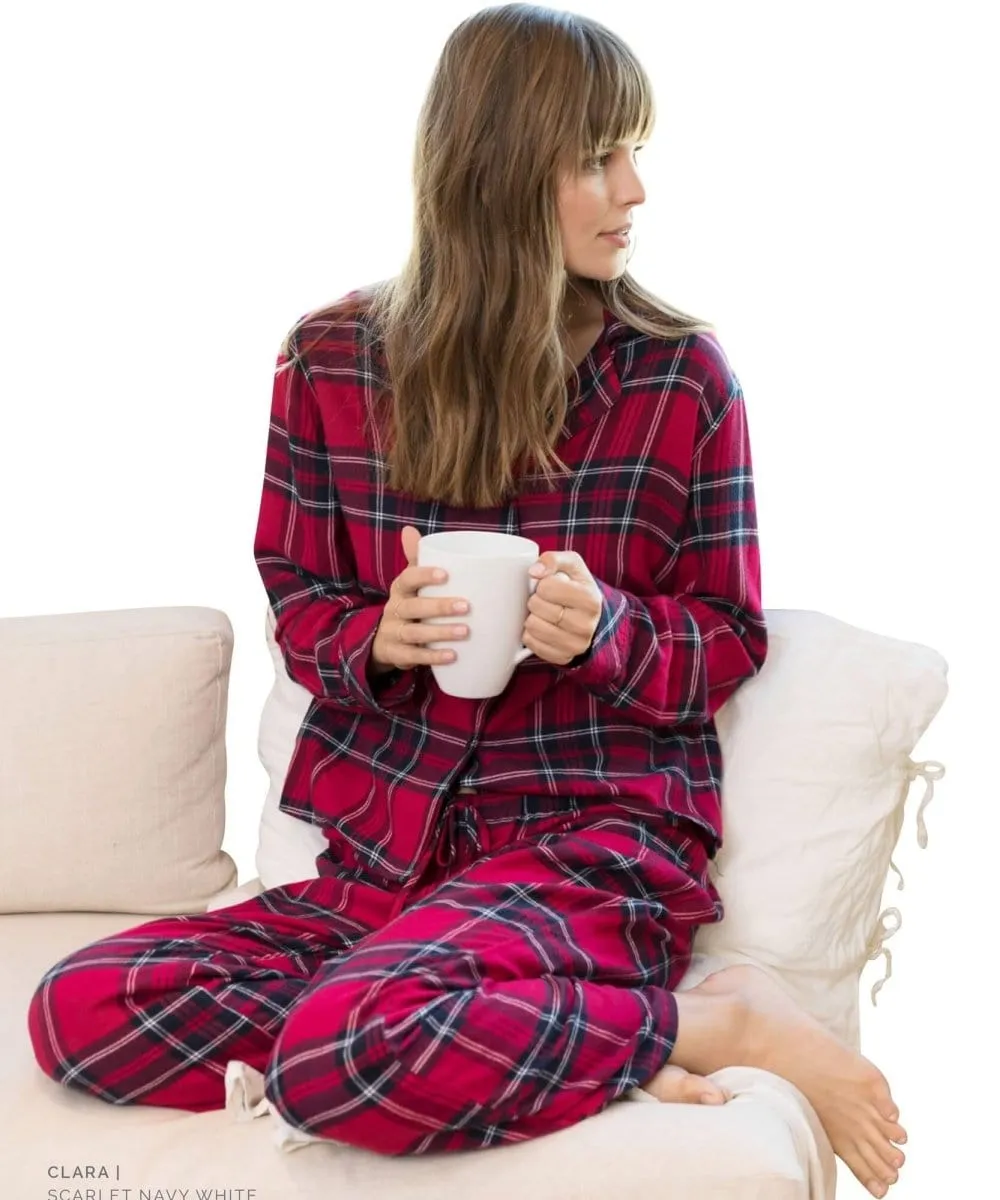 Flannel PJ Set, Scarlet Navy White