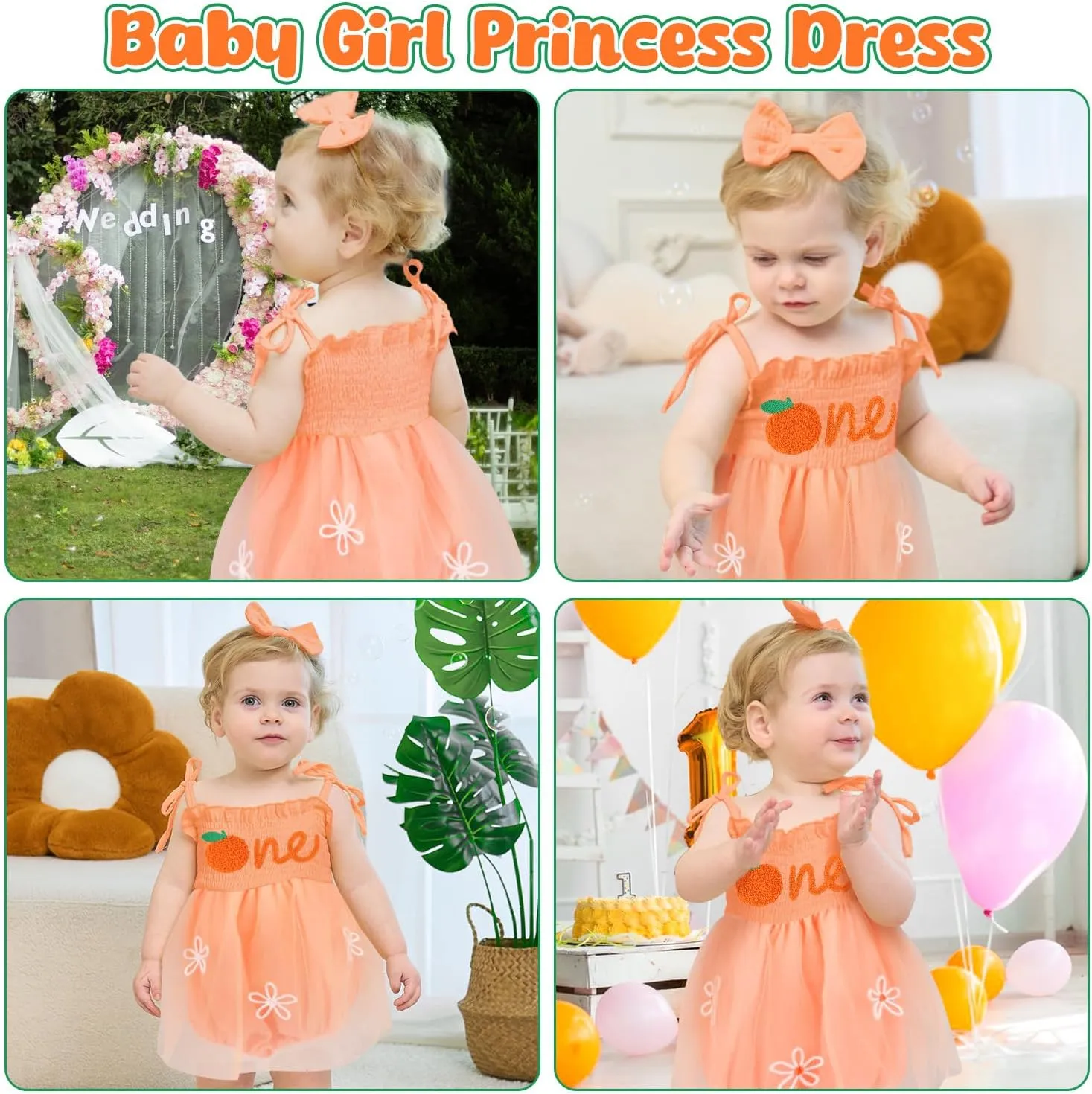 HONGTEYA Baby Girl 1st Birthday Outfit Girl First Birthday Clothes One Year Old Gifts Lace Romper Tulle Summer Newborn Dress