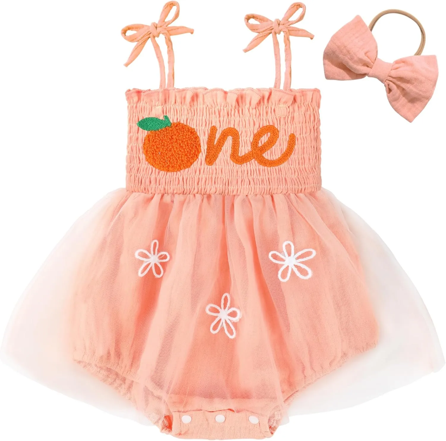 HONGTEYA Baby Girl 1st Birthday Outfit Girl First Birthday Clothes One Year Old Gifts Lace Romper Tulle Summer Newborn Dress