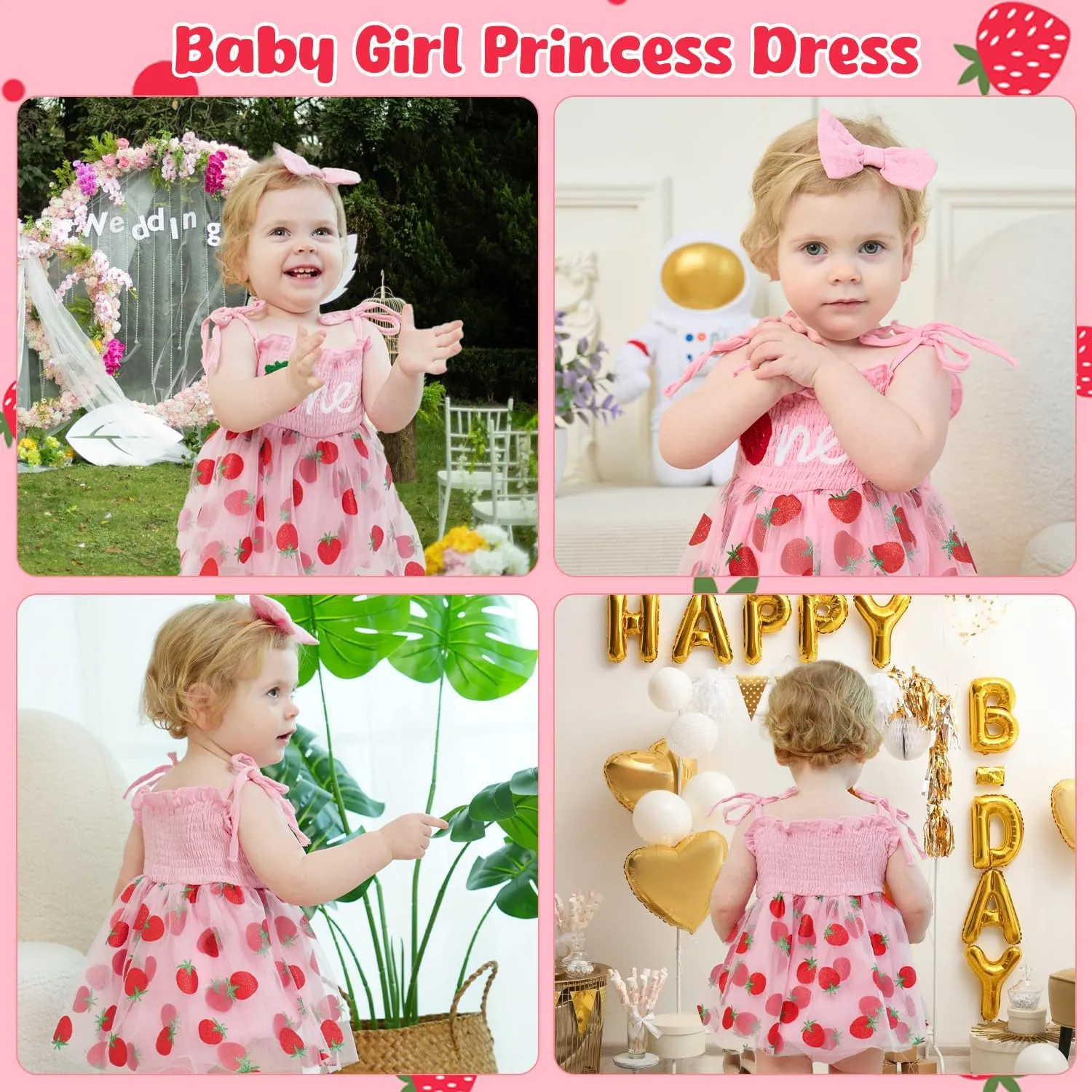 HONGTEYA Baby Girl 1st Birthday Outfit Girl First Birthday Clothes One Year Old Gifts Lace Romper Tulle Summer Newborn Dress