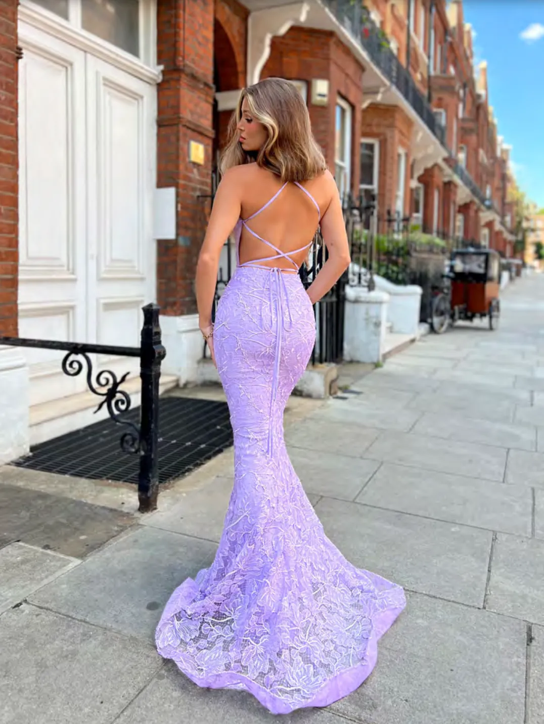 Jadore - JX6095 - Plunging V-Neck Mermaid Evening Dress