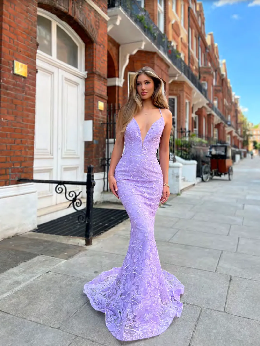 Jadore - JX6095 - Plunging V-Neck Mermaid Evening Dress