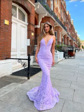 Jadore - JX6095 - Plunging V-Neck Mermaid Evening Dress