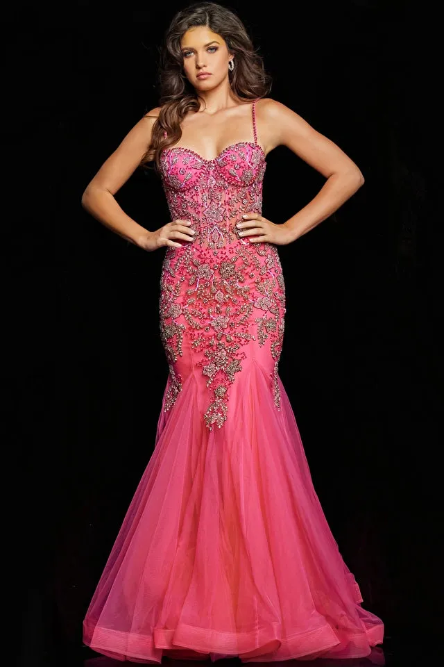 JOVANI - 23125 - Embellished Illusion Corset Formal Gown