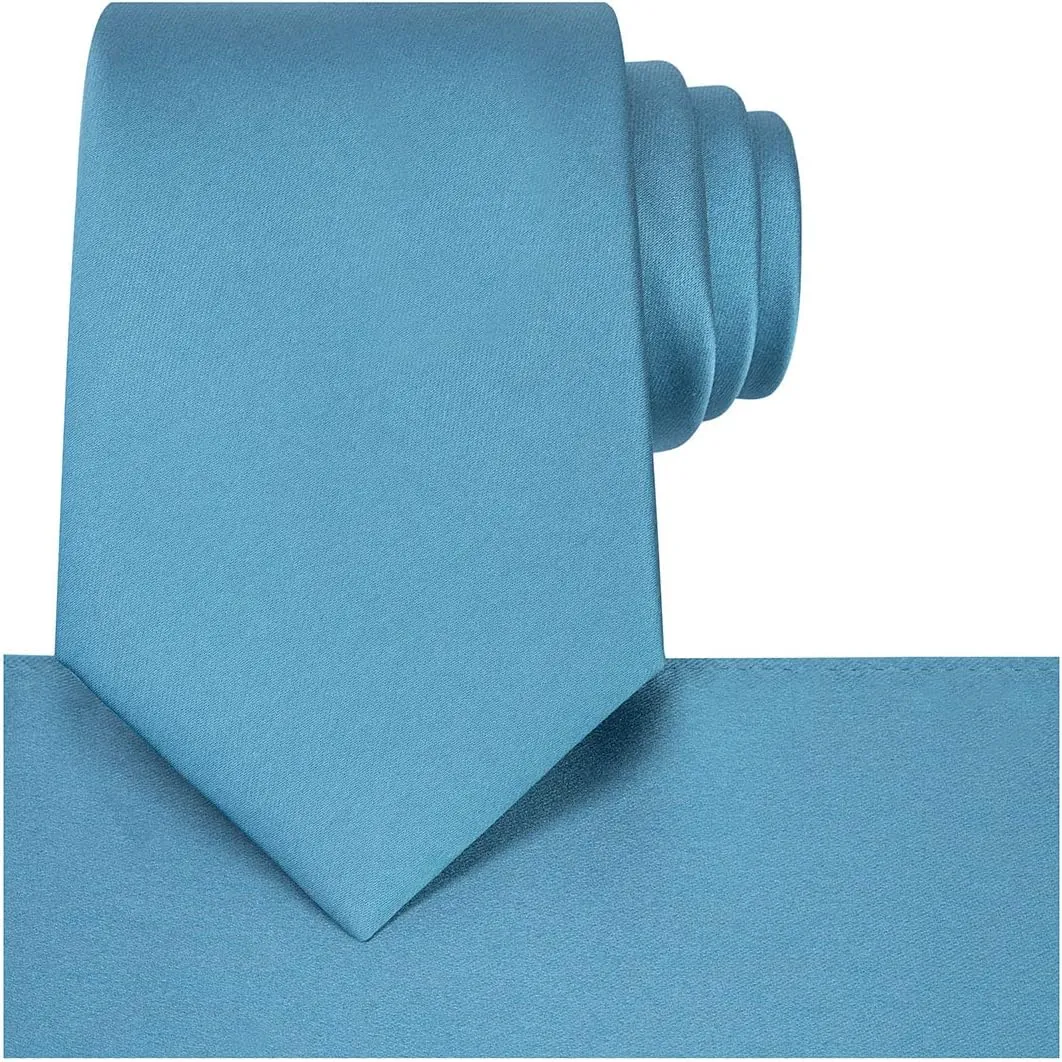 KissTies Satin Tie Set Solid Ties Mens Necktie   Pocket Square