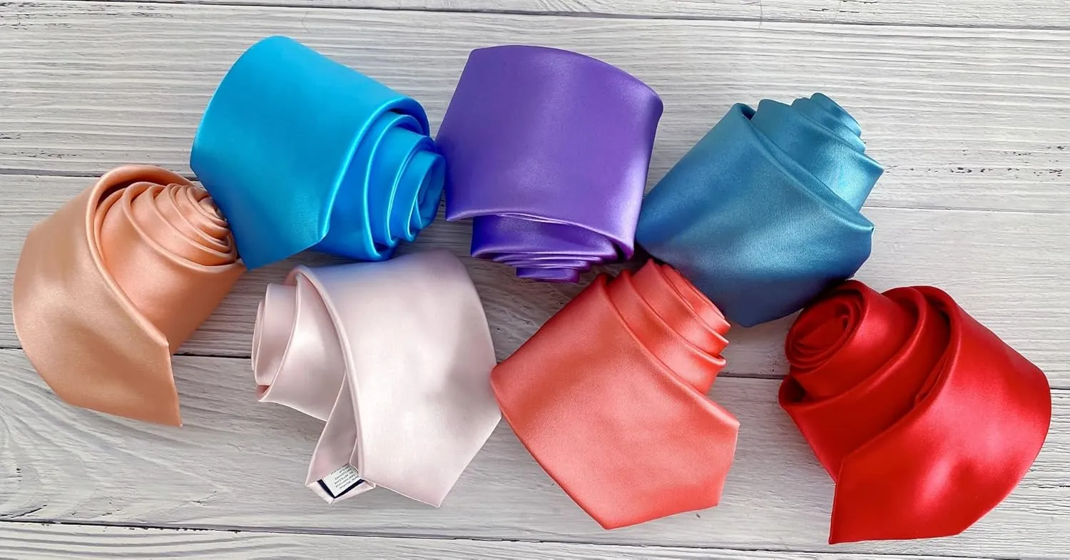 KissTies Satin Tie Set Solid Ties Mens Necktie   Pocket Square