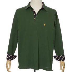 Men’s Long Sleeve Sports Fashion Polo Shirt -08. King Lion & Crown Design Made in Japan