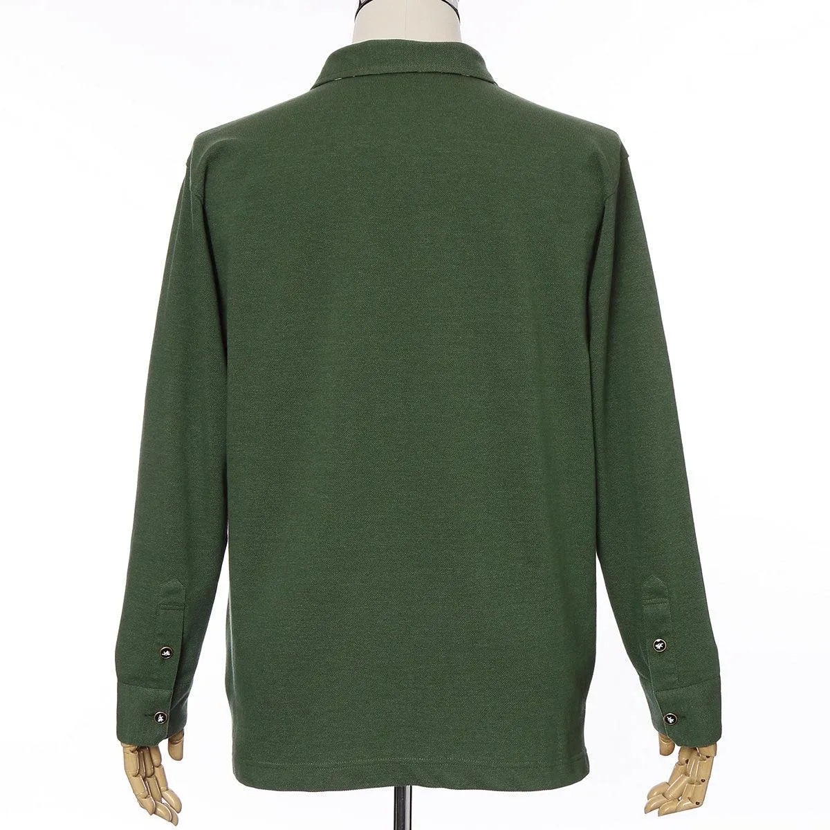Men’s Long Sleeve Sports Fashion Polo Shirt -08. King Lion & Crown Design Made in Japan
