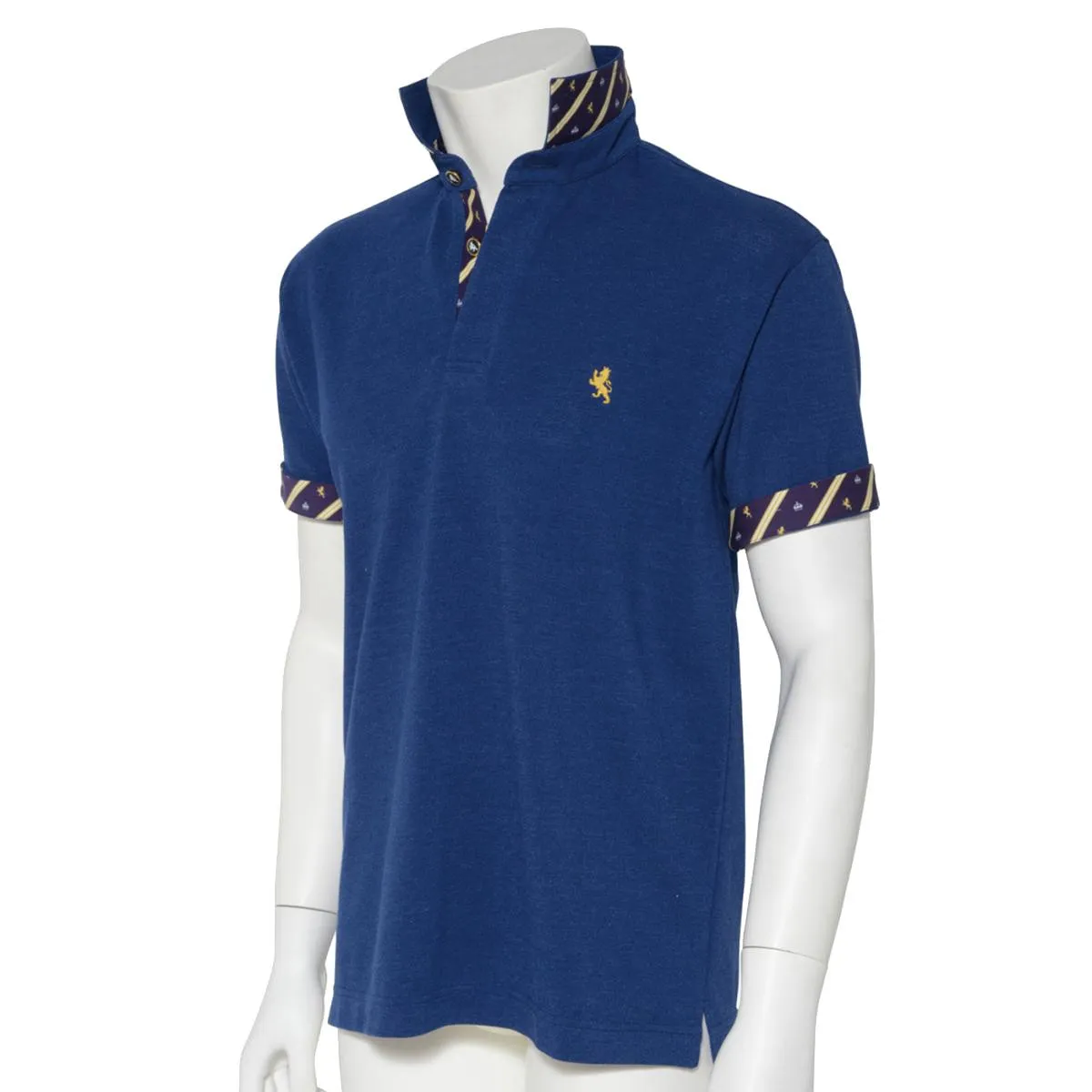 Men’s Short Sleeve Sports Polo Shirt -08. King Lion & Crown Design Made in Japan