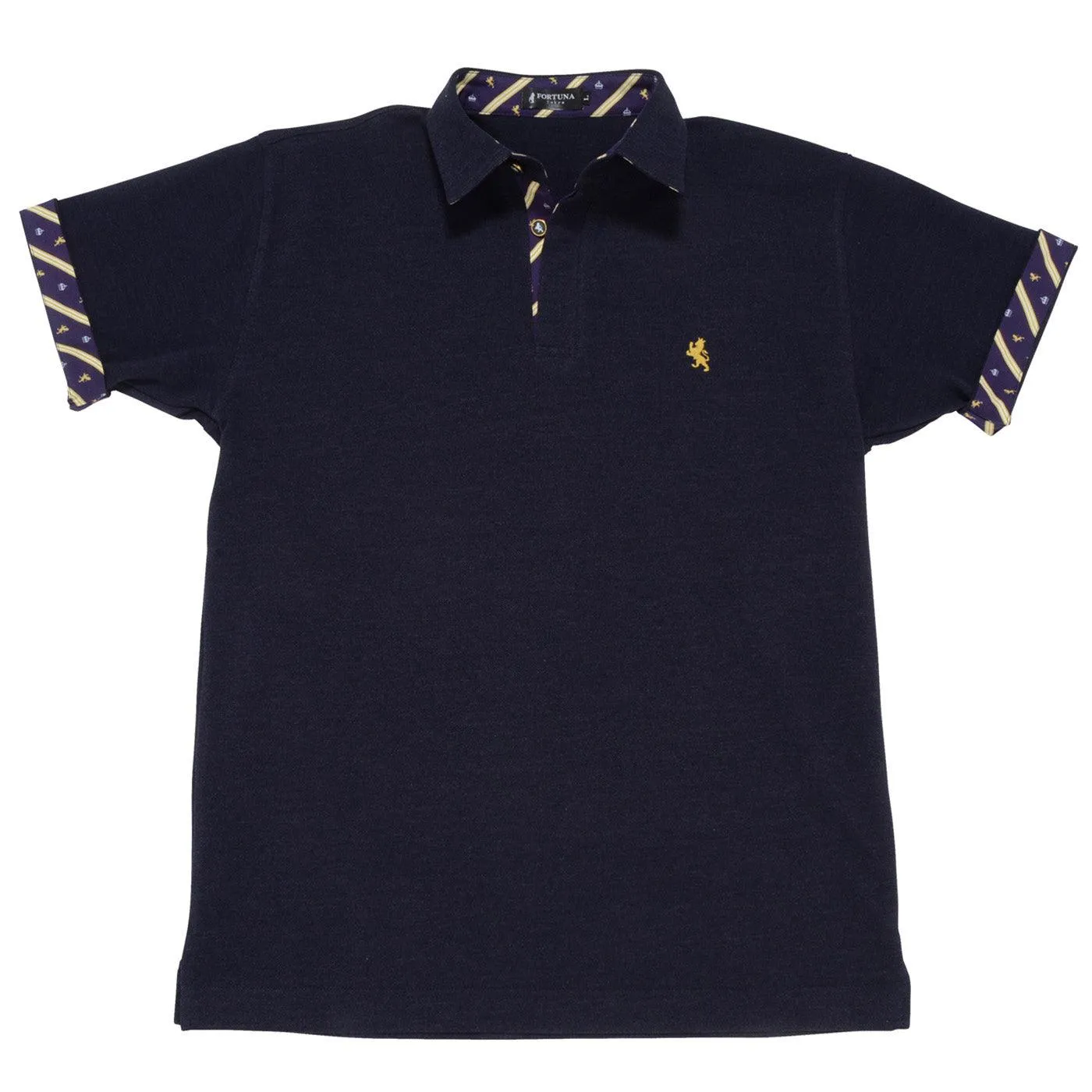Men’s Short Sleeve Sports Polo Shirt -08. King Lion & Crown Design Made in Japan