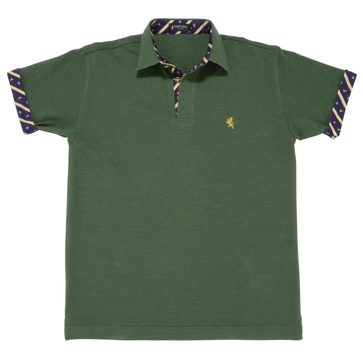 Men’s Short Sleeve Sports Polo Shirt -08. King Lion & Crown Design Made in Japan