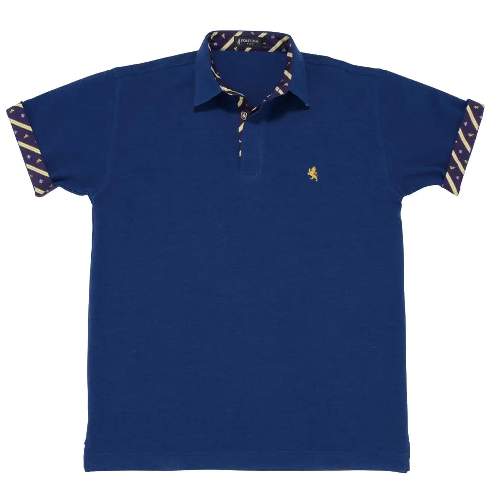 Men’s Short Sleeve Sports Polo Shirt -08. King Lion & Crown Design Made in Japan