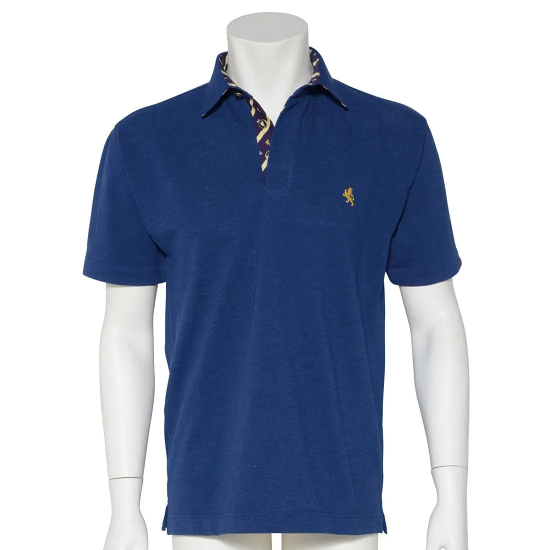 Men’s Short Sleeve Sports Polo Shirt -08. King Lion & Crown Design Made in Japan