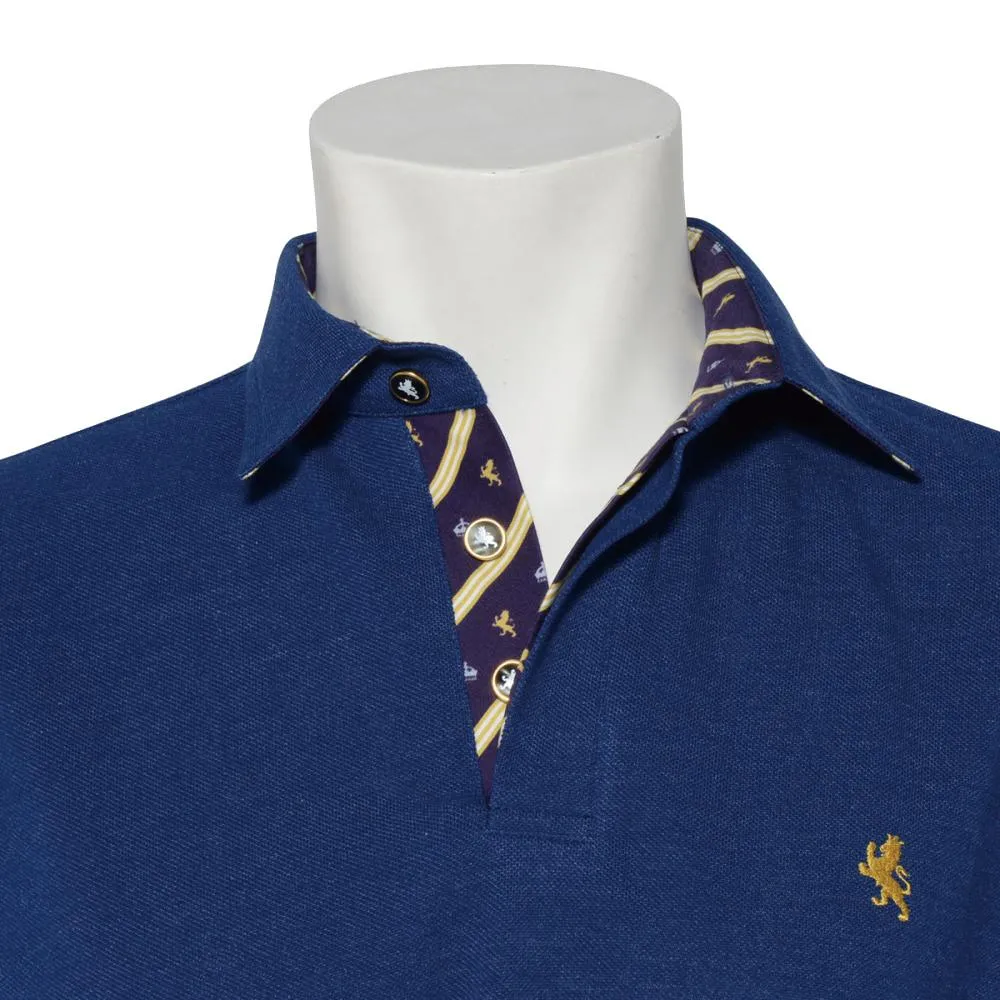 Men’s Short Sleeve Sports Polo Shirt -08. King Lion & Crown Design Made in Japan
