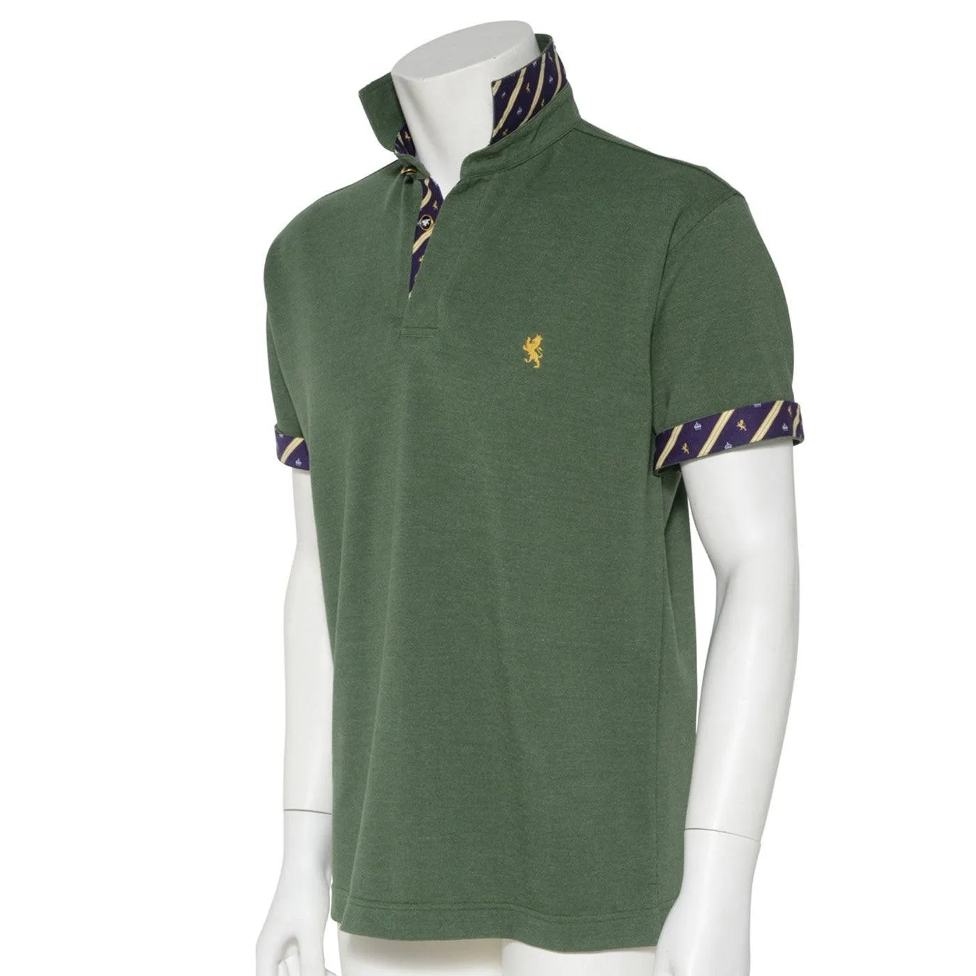 Men’s Short Sleeve Sports Polo Shirt -08. King Lion & Crown Design Made in Japan
