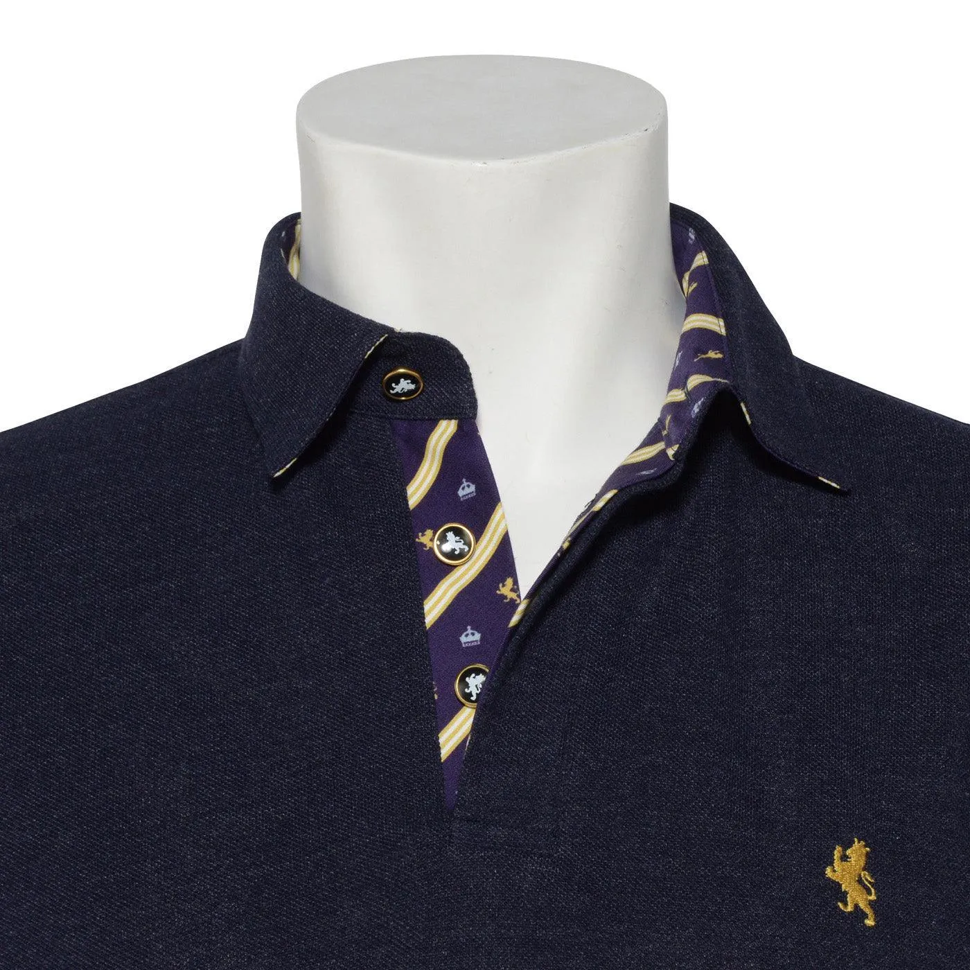 Men’s Short Sleeve Sports Polo Shirt -08. King Lion & Crown Design Made in Japan