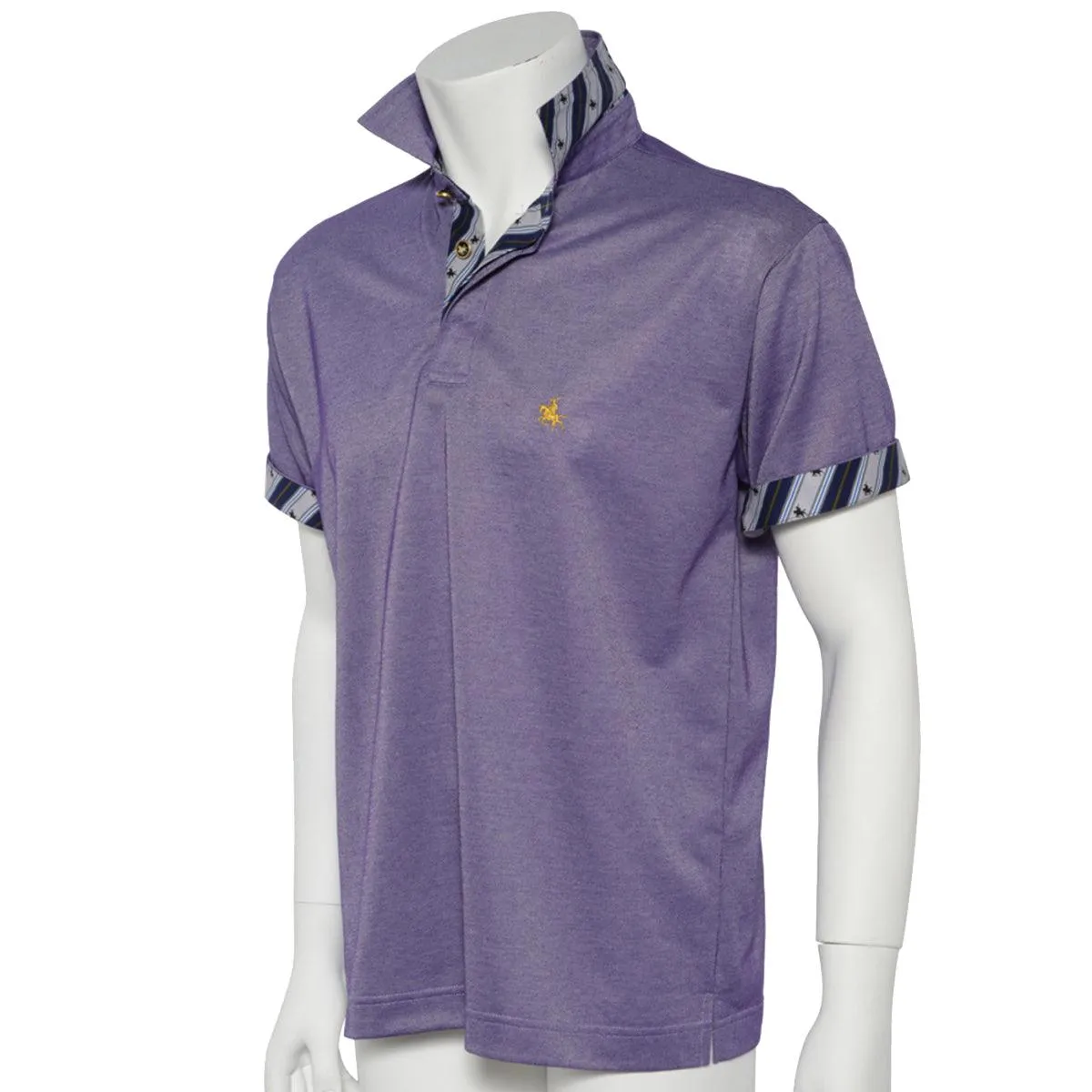 Men’s Short Sleeve Sports Polo Shirt -19. MASAMUNE Date Quick Dry Black Made in Japan