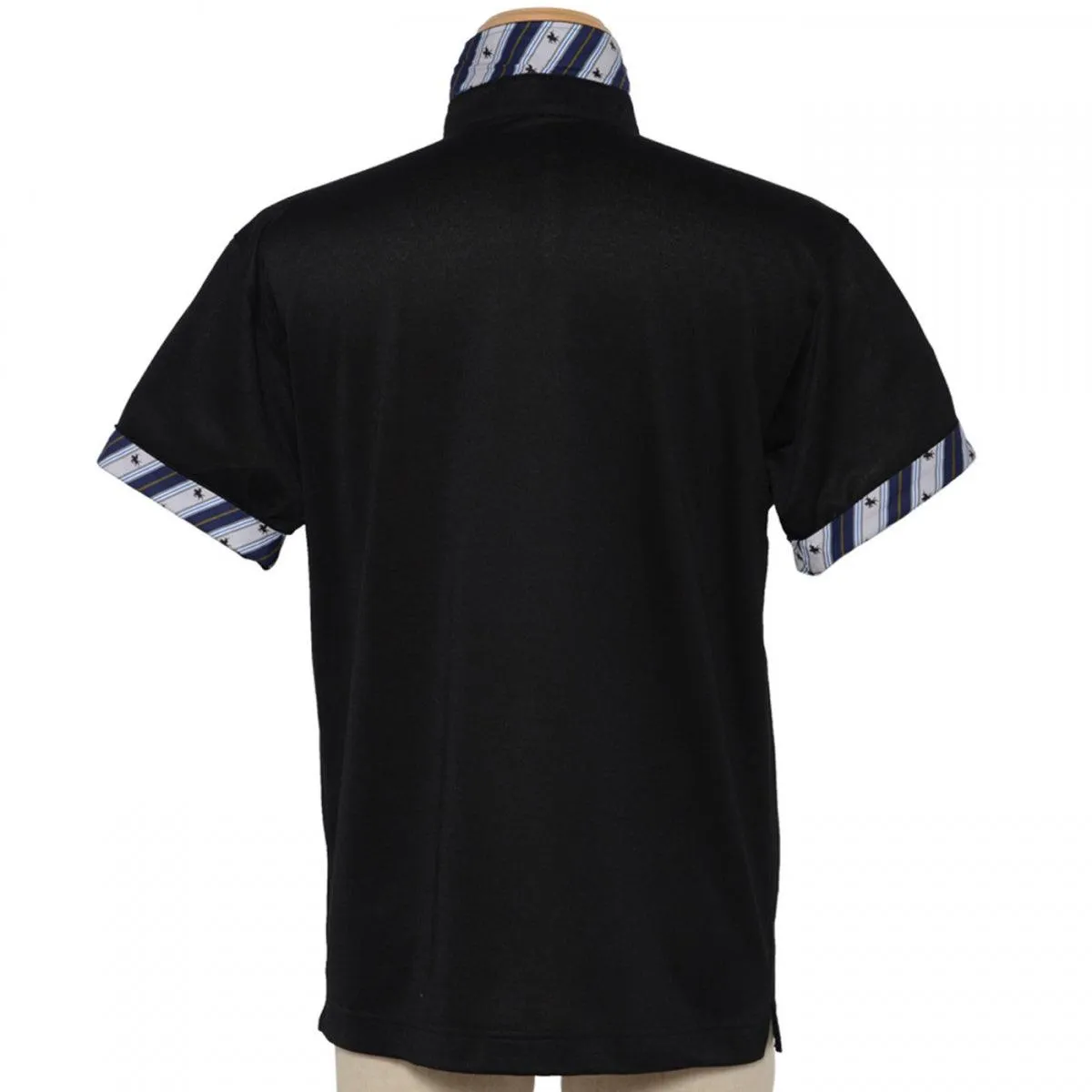Men’s Short Sleeve Sports Polo Shirt -19. MASAMUNE Date Quick Dry Black Made in Japan