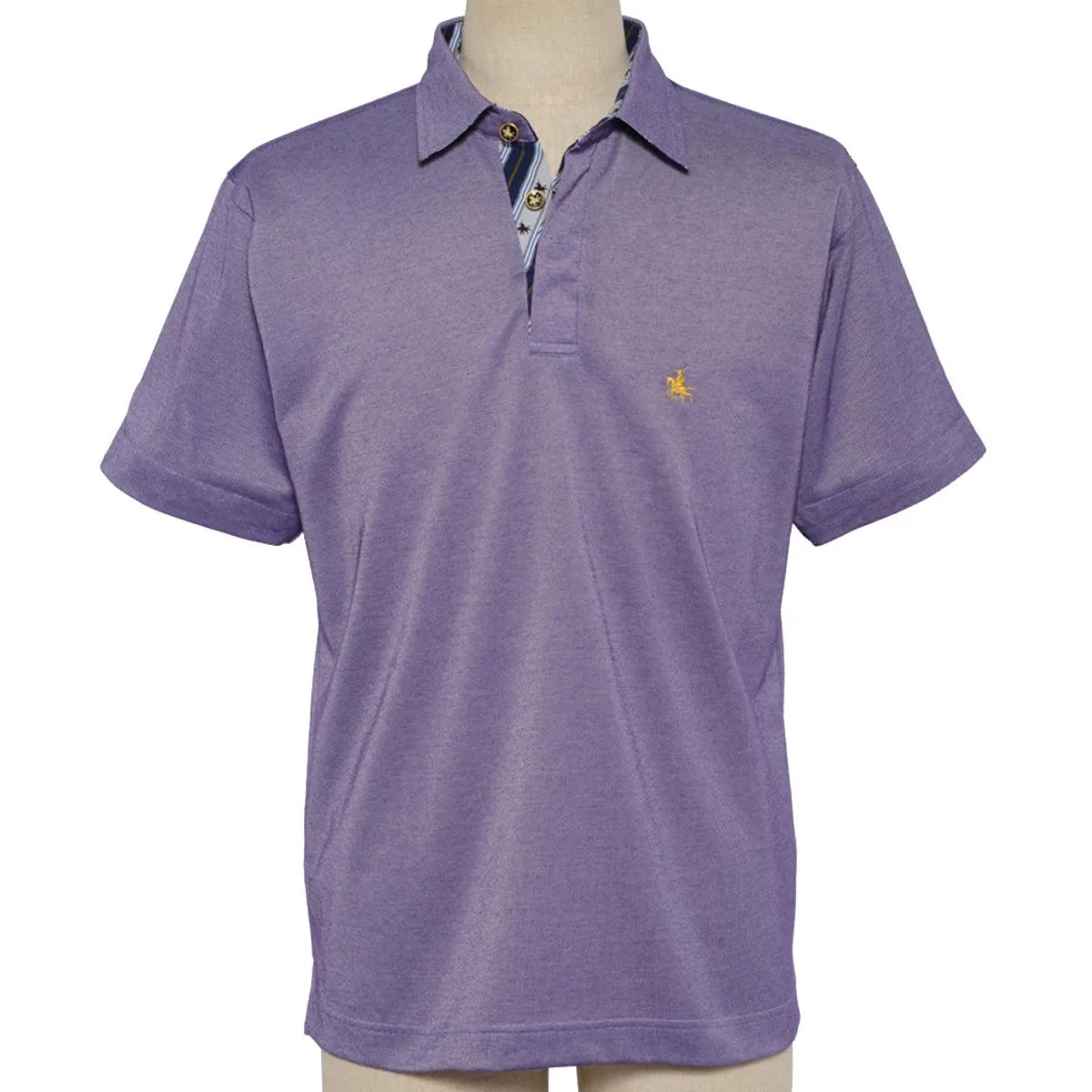 Men’s Short Sleeve Sports Polo Shirt -19. MASAMUNE Date Quick Dry Black Made in Japan