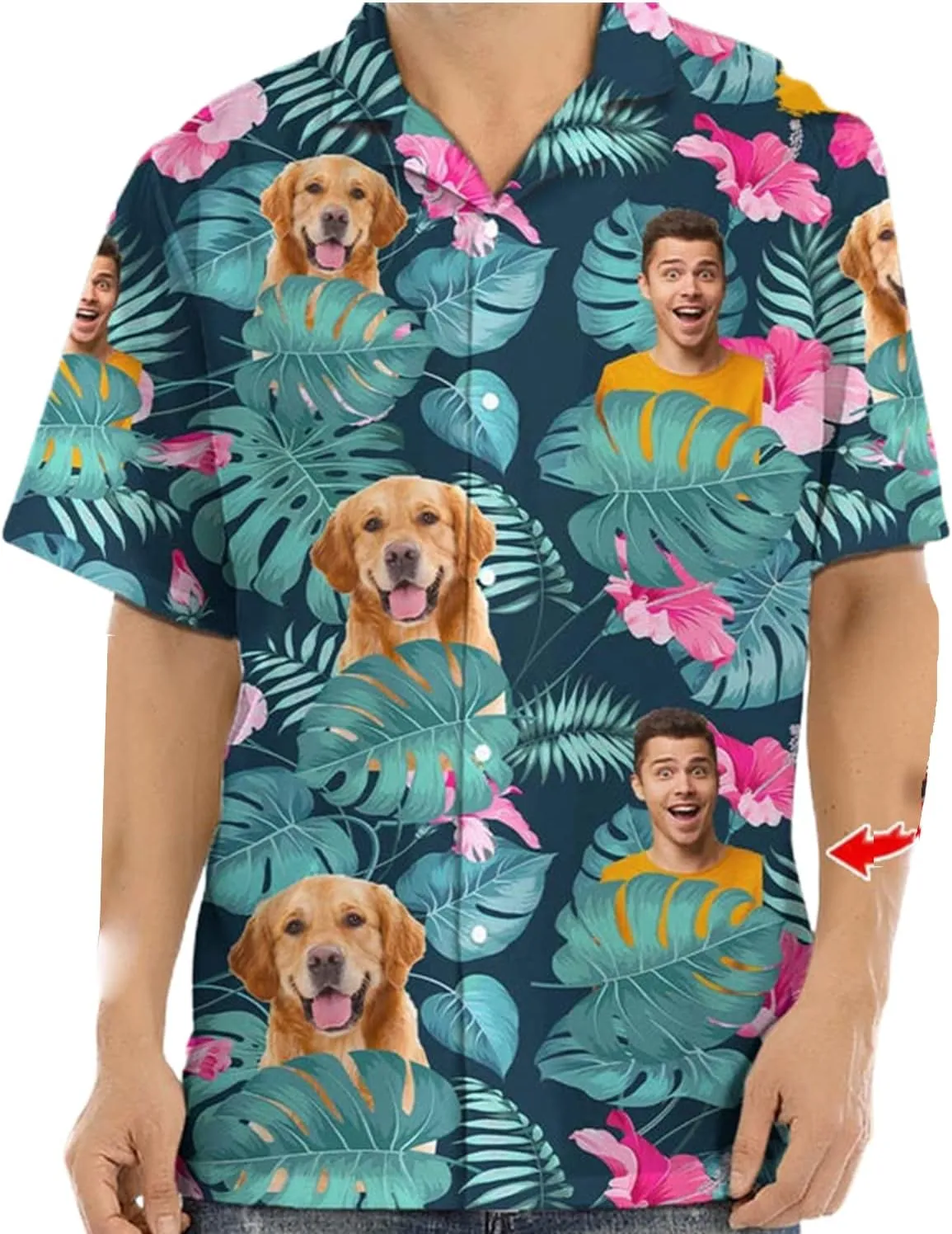 NAZENTI Personalized Hawaiian Shirt - Custom Face Shirt, Hawaiian Picture Shirts, Funny Hawaiian T-Shirt for Men Women 11