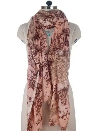 Nine Yaks Pink Tree Cotton Shawl