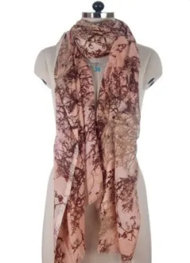 Nine Yaks Pink Tree Cotton Shawl