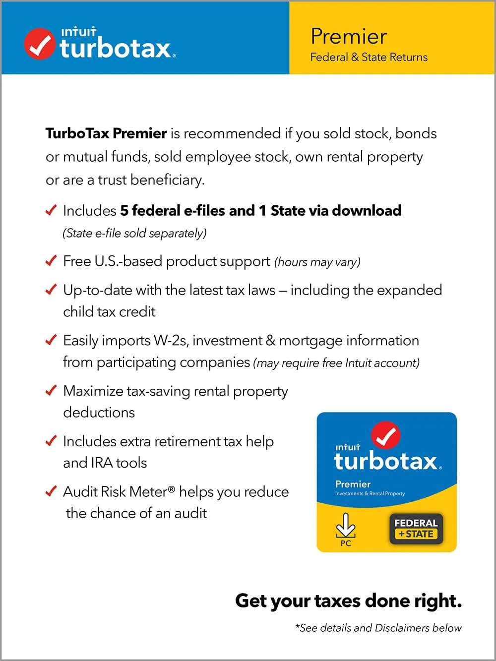[Old Version] Intuit TurboTax Premier 2021, Federal and State Tax Return [PC Download]