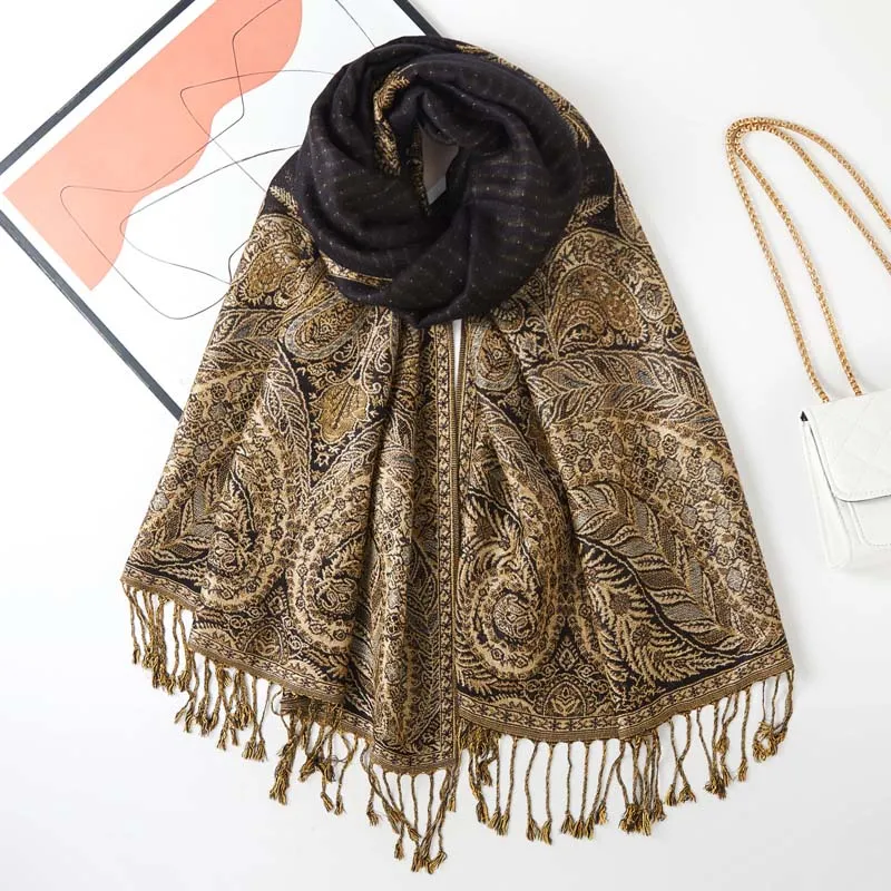 Pashmina Paisley Large Silk Scarf Wrap