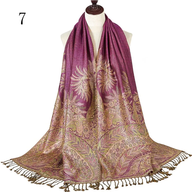 Pashmina Paisley Large Silk Scarf Wrap