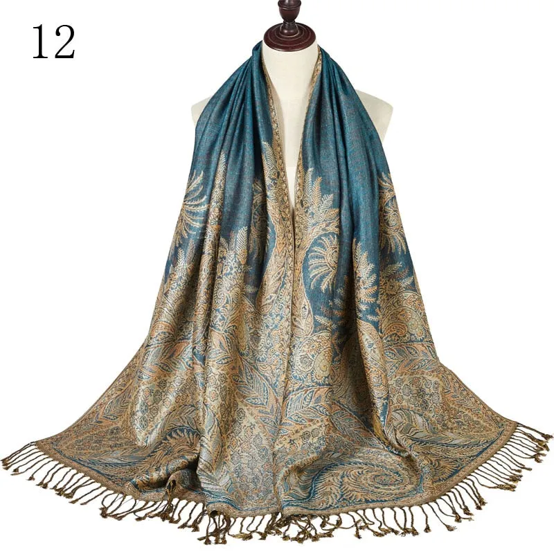 Pashmina Paisley Large Silk Scarf Wrap