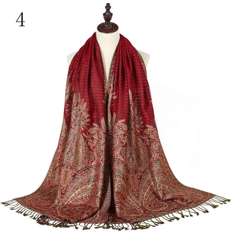 Pashmina Paisley Large Silk Scarf Wrap