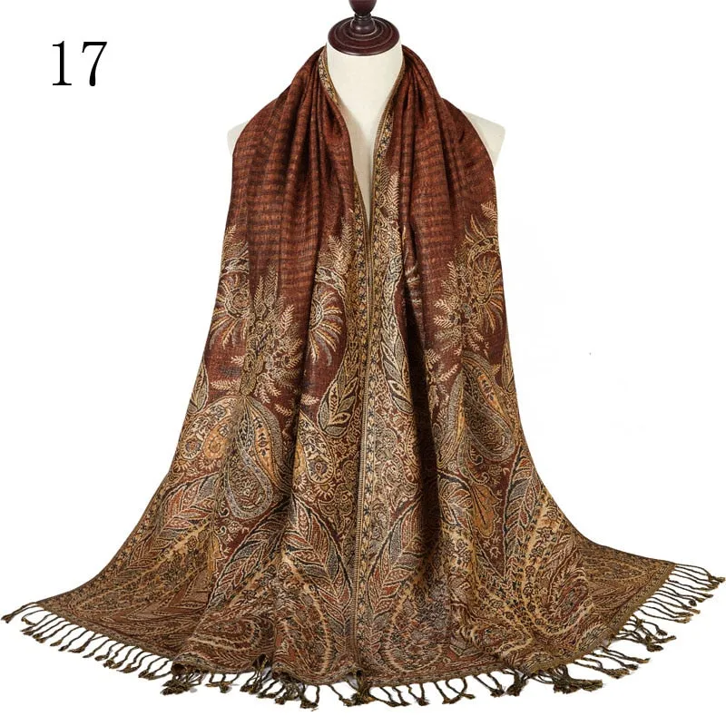 Pashmina Paisley Large Silk Scarf Wrap