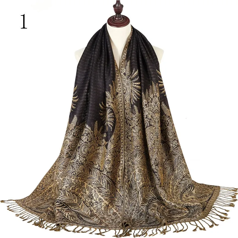 Pashmina Paisley Large Silk Scarf Wrap