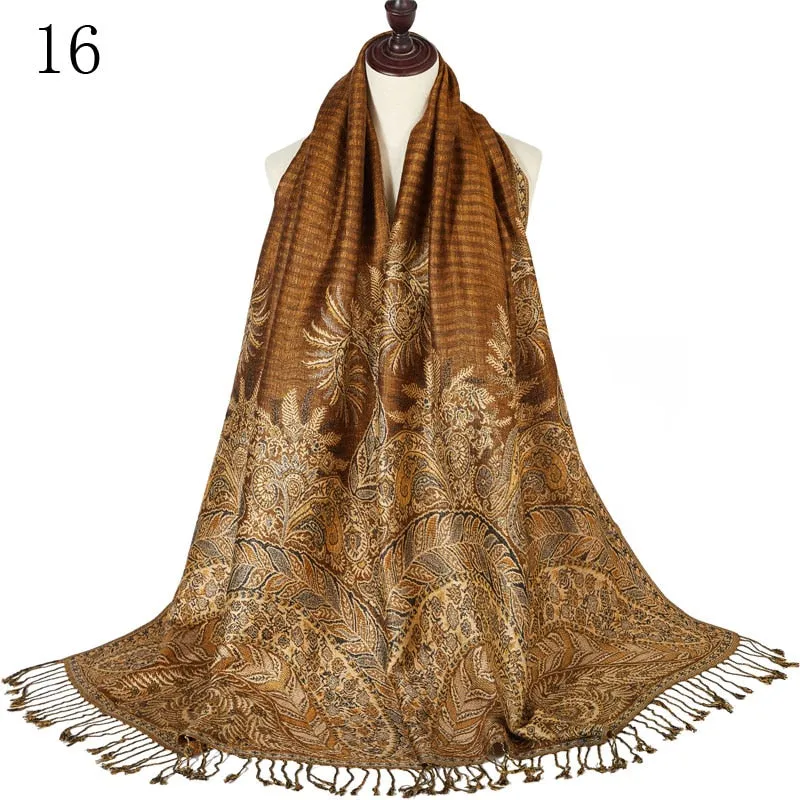 Pashmina Paisley Large Silk Scarf Wrap