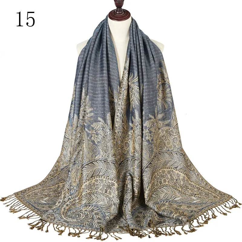 Pashmina Paisley Large Silk Scarf Wrap