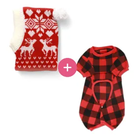 Plaid Sunggle PJ's   Deer Beanie Combo