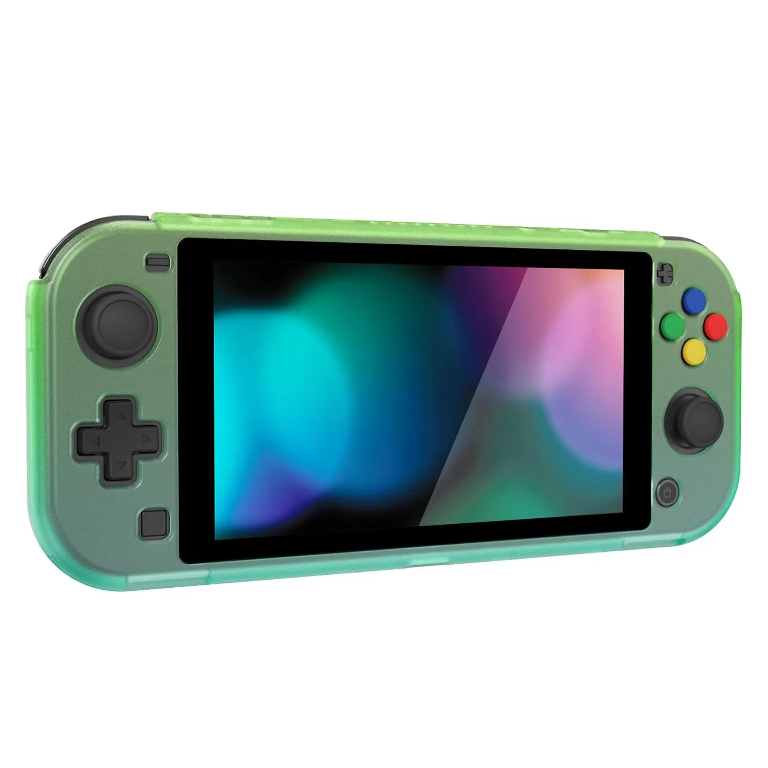 PlayVital ZealProtect Protective Case for Nintendo Switch Lite, Ergomomic Grip Hard Cover - Durable Shock-absorbent with Screen Protector & Thumb Grip Button Caps, Gradient Translucent Green Blue