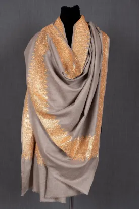 Saad Tilla Work Pure Pashmina Shawl, Kashmiri Wrap, 40x80"