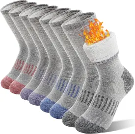 Sandsuced Kids Merino Wool Hiking Socks Girls Boys Toddler Winter Thermal Warm Cozy Boot Thick Cushion Socks 4 Pairs
