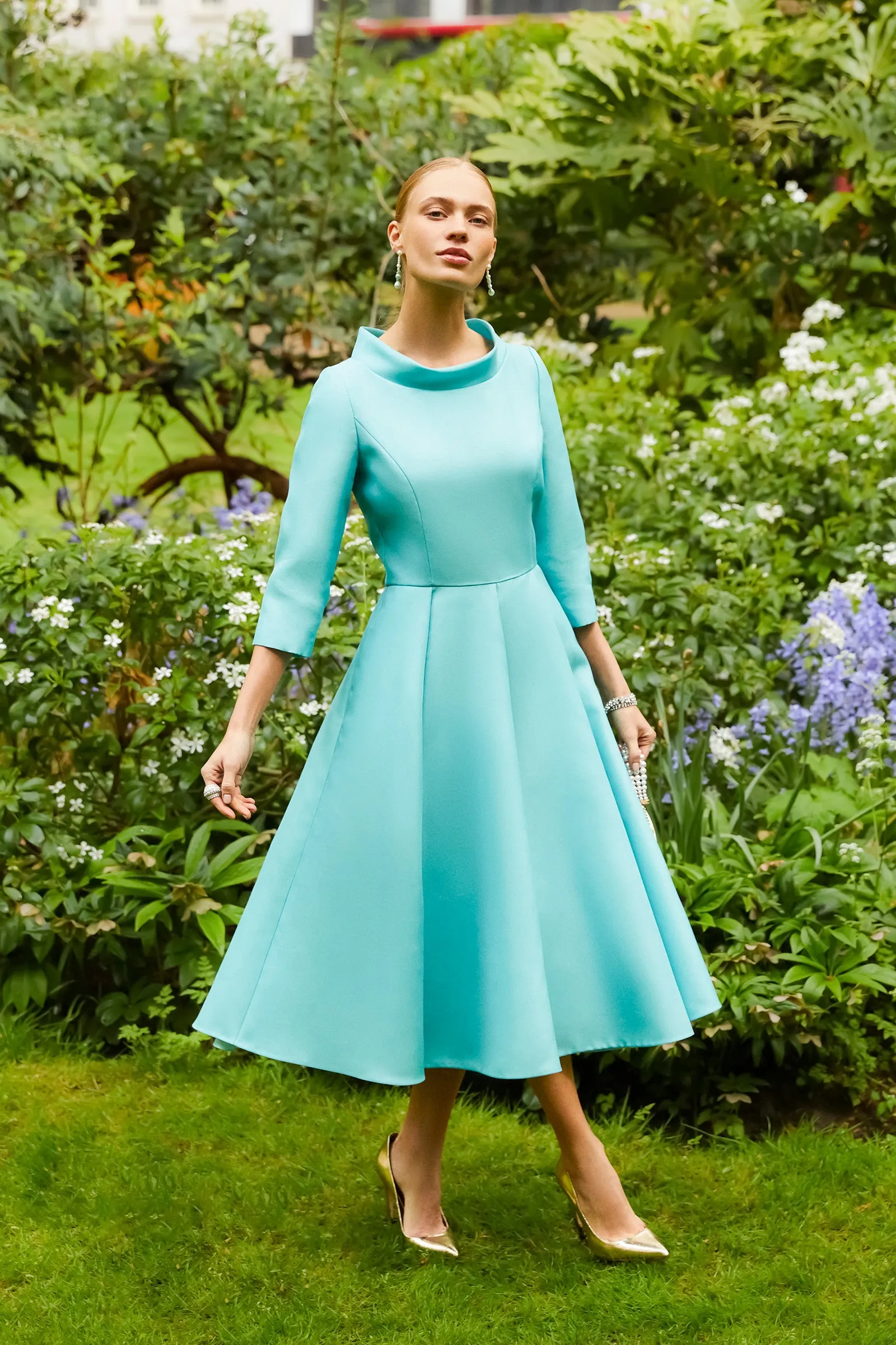 Silk Gazar Obsession Midi Dress Sea Foam